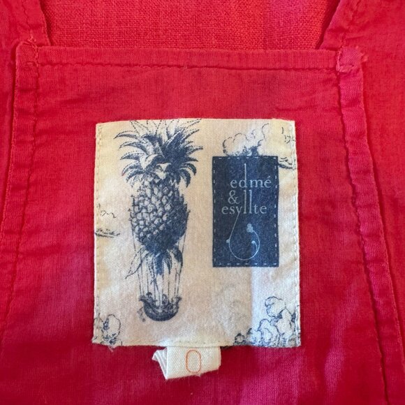 Anthropologie Edme & Esyllte Barbiecore Hot Pink Sleeveless Linen Sheat (Size 0) - Picture 4 of 6